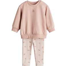 Elastan Övriga sets Barnkläder H&M 2-Delat Set Med Sweatshirt Och Leggings - Dimrosa/Äpplen
