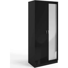 Fwstyle 2 Door Mirrored Black Wardrobe 76x181cm