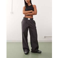 Nike Stripes Trousers Nike Stripe Poplin Wide Leg Trousers - Black Grey