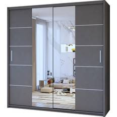 Grey - Sliding Doors Wardrobes Latitude Run Alyssha 2 Door Grey Wardrobe 120x217cm