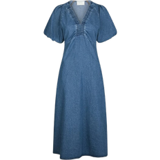 Neo Noir Illana Denim Dress Kvinde Maxi - Blue