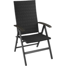 Adjustable Backrest Patio Chairs tectake Melbourne - Black Reclining Chair