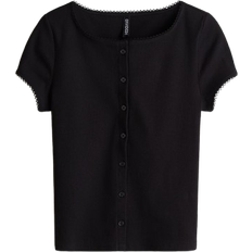 H&M Ribbed Button Front Top - Black