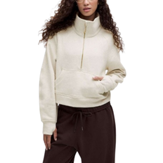 Lululemon Scuba Oversized Funnel Neck Half Zip - Heathered Light Ivory/Gold