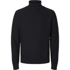 Genanvendt materiale/Økologisk materiale - Polotrøjer Sweatere Selected Rullekrave Striktrøje Sort