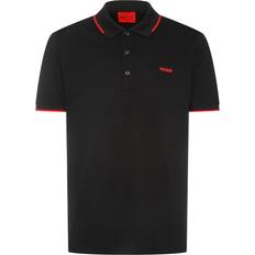 HUGO BOSS Dinoso222 Stretch Cotton Slim Fit Polo Shirt with Printed Logo - Black
