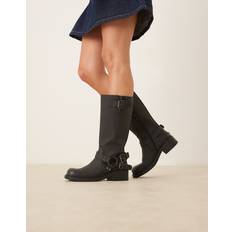 Glamorous Blockklack Kängor & Boots Glamorous Knähöga Bikerboots Med Remmar - Svart