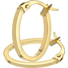 9ct Yellow Gold Classic Oval Hoop Earrings - Yellow Gold