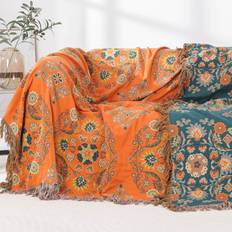Temu Bohemian Floral Tassel Sofa Throw Blanket Filt