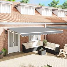 VidaXL Terassmarkiser vidaXL Markis Vit Metall 5 x 3 m