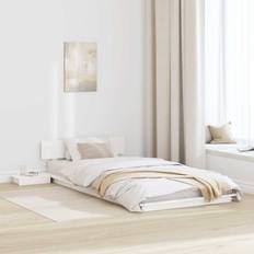 90 cm - Indbyggede opbevaring Rammesenge vidaXL Sengestel Hvid 90 x 200 cm Massivt Træ Rammeseng