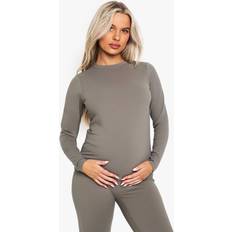 boohoo Womens Maternity Sculpt Long Sleeve Top Grey