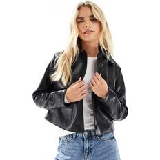Jackets New Look Petite Faux Leather Button Up Jacket - Black