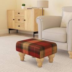 Red Foot Stools August Grove Tartan Material Large Footstools Claret Red Foot Stool 45cm
