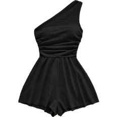 Shein Soleia Women's Casual Spaghetti Strap Strappy Romper For Summer Vacation Off The Shoulder Christmas Tops For School Back To School Outfits Women Back To School Women's Fall Clothes Goth Womens Clothing Club Outfits Women Sexy Halloween Costumes Club Dress Going Out Outfits Concert Outfits Country Concert Outfit - Black