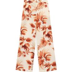 Mango White Trousers Mango Flowy Palm Print Pants - Off White