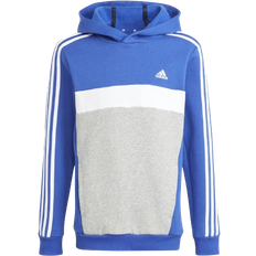 adidas Tiberio 3-Stripes Colorblock Fleece Hoodie - Semi Lucid Blue/White/Medium Grey Heather