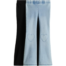 Hjerter Bukser Børnetøj H&M Pige 2-Pak Jeggings Med Svaj - Sort/Lys Denimblå