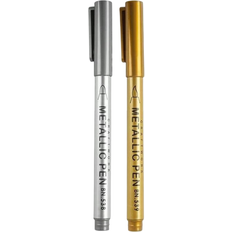 2PCS Elegant Metallic Gold & Silver Calligraphy Pens