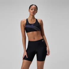 Recycled Materials - Women Swimming Trunks Speedo Essential Solid Swim Long Shorts - Black