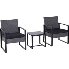 Glass - Grey Bistro Sets OutSunny 863-013 - Grey Bistro Set, 1 Table incl. 2 Chairs