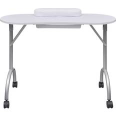 vidaXL Folding Manicure Table with Wheels Black Table