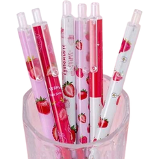 Random Cute Sweet Strawberry Click Gel Pen Black Student Prize Gift 4pcs Back To School
