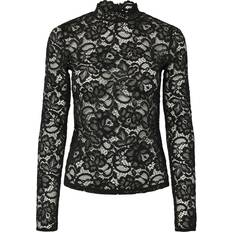 Transparent Bluser Yas lacey Blonde Top Med Lange Ærmer - Sort