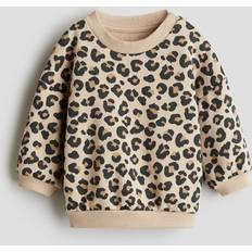 Babies Sweatshirts Children's Clothing H&M Baby Print Printed Brushed Inside Sweatshirt - Beige/Leopard