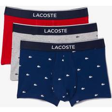 Blue - Sportswear Garment Men's Underwear Lacoste 3-Pack Printed Stretch Trunks - Navy Blue/Grey