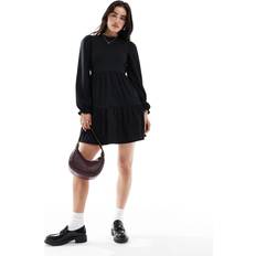 New Look Long Sleeve Crinkle Mini Dress - Black