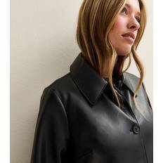 Women Jackets New Look Faux Leather Button Through Patch Pocket Jacket - Black