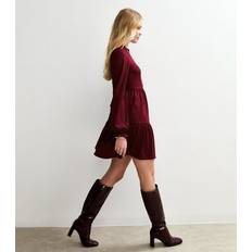 Dresses New Look Smocked Tiered Mini Dress - Burgundy