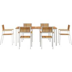 Teak Patio Dining Sets Ebern Designs 7 Piece Garden Solid Wood Acacia 75cm H x 180cm W x 90cm D Patio Dining Set