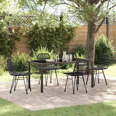 5 Piece Garden Black Poly Rattan 73cm H x 160cm W x 80cm D