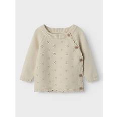 Hvid Trøjer Børnetøj Name It Lil Atelier Laguna Wrap Knit Cardigan - Turtledove