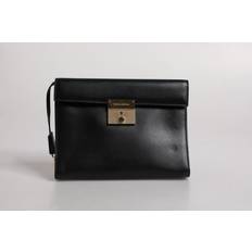 Dolce & Gabbana Mapper Dolce & Gabbana Læder Logo Plade Dokumentmappe Taske Sort