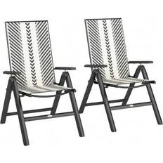 Shein Set Of 2 Grey Rattan Reclining Garden Chairs