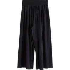 Lindex Dam Byxor Lindex Cropped Trousers with Wide Legs - Black