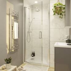 Ledava Chrome Effect Clear Glass Pivot Shower Door 195cm W 76cm