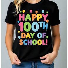 Shein Happy 100th Day Of School Graphic Tee - Black