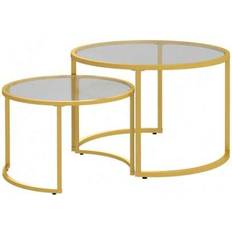 Steel Nesting Tables Shein Gold Tone Modern Coffee Set 2-Piece Nesting Table