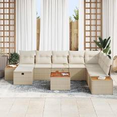 vidaXL Trädgårdsoffset 9 pcs Beige 55 x 62 x 69 cm Modulsoffa