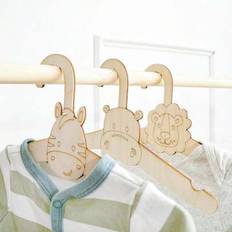 Hooks & Hangers Shein 5 Pieces Cartoon Anti-Slip Wooden Baby Hangers