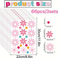 Pink Window Film Temu 66pcs Pink Flower Wall Stickers Window Film