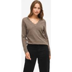 Bruna Tröjor Vila Vinikolina V-Neck Tröja - Grå