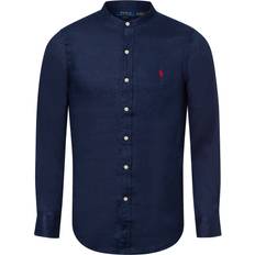 Polo Ralph Lauren Ventilerende Skjorter Polo Ralph Lauren Uld Lærredsskjorte Med Mandarin Krave - Blå