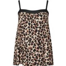 Tankinis Yours Curve Black Leopard Print Tankini Top - Black