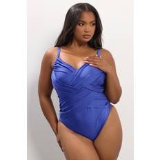 Swimwear Yours Double Crossover Tummy Control Swimsuit - Bright Blue