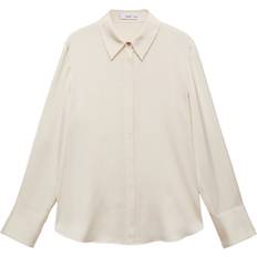 Long Sleeves Blouses Mango Satin Finish Flowy Shirt - Ecru